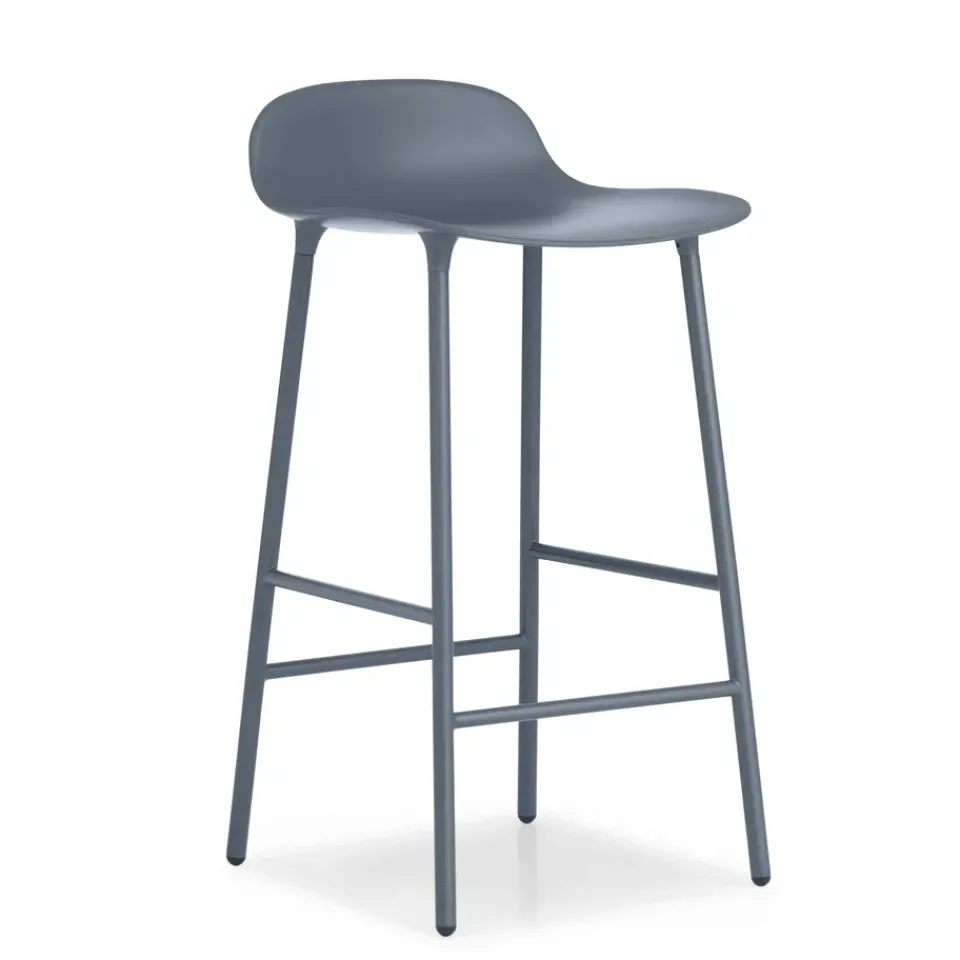 Normann Copenhagen Taburete de bar Form Chair con patas de metal, Azul Clearance