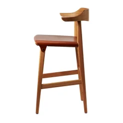 Gärsnäs Taburete de bar Hedda, Roble-pure-cuero Tärnsjö cognac Beige Online