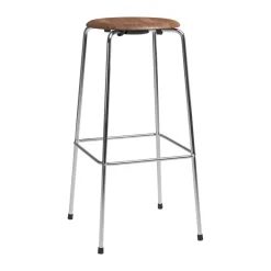 Fritz Hansen Taburetes Altos<Taburete de bar High Dot, Nogal-cromo MarrónPlateado