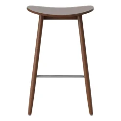 Massproductions Taburete de bar Icha 65 cm, Haya teñido de nogal Marrón Sale