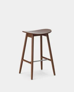 Massproductions Taburete de bar Icha 65 cm, Haya teñido de nogal Marrón Sale