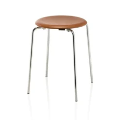 Fritz Hansen Taburete Dot cuero, Nogal Marrón Hot