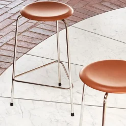 Fritz Hansen Taburetes Altos<Taburete High Dot cuero, Walnut Marrón