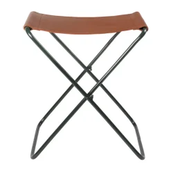 Broste Copenhagen Taburete Nola cuero, Forest green VerdeMarrón Online