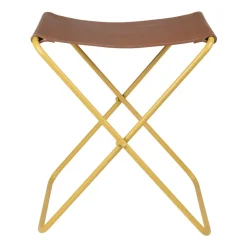 Broste Copenhagen Taburete Nola cuero, Harvest gold Amarillo Discount
