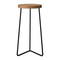 Grythyttan Stålmöbler Taburete V-1, Teca con estructura de acero negro, 63 cm BeigeNegro Hot