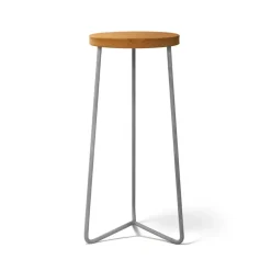 Grythyttan Stålmöbler Taburete V-1, Teca-estructura de acero galvanizado en caliente, 63 cm Marrón Clearance