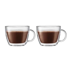 Bodum Tazas De Té<Taza café con leche con asa Bistro doble pared 45 cl, set de 2 Transparente