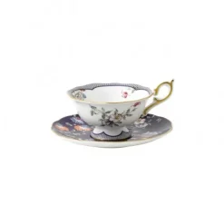 Wedgwood Tazas De Té<Taza de té pequeña y platillo Wonderlust, midnight garden NegroBlanco