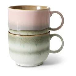 HKliving Tazas De Té<Taza de té 70's 42,5 cl 2 piezas, Nova Multi