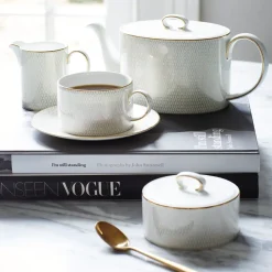 Wedgwood Tazas De Té<Taza de té y platillo Arris, Blanco