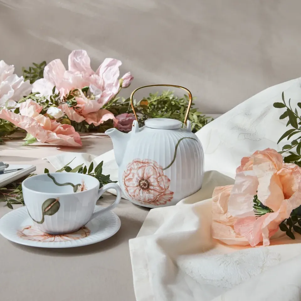 Kähler Tazas De Té<Taza de té y platillo Hammershøi Poppy 38 cl, Blanco