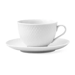 Lyngby Porcelæn Tazas De Té<Taza de té y platillo Rhombe 24 cl, Blanco