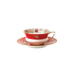 Wedgwood Tazas De Té<Taza de té y platillo Wonderlust, crimson jewel RojoBlanco
