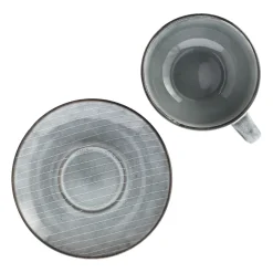 Broste Copenhagen Taza de té y plato Nordic Sea, 5,8 cm Azul New