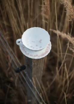 Wik & Walsøe Taza de té y plato Slåpeblom 30 cl, Rosa Blanco