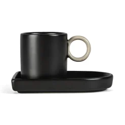 Byon Tazas De Ponche Navideño|Tazas De Espresso<Taza espresso y platillo Niki, Black-beige NegroBeige