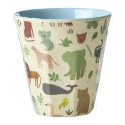 RICE Taza infantil melamina, Estampado Jungla Dulce - Suave Azul Discount