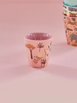 RICE Taza infantil melamina, Animal de la jungla azul Rosa New