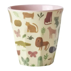 RICE Tazas Infantiles|Tazas De Plástico<Taza infantil melamina, Estampado Jungla Dulce- Suave Rosa
