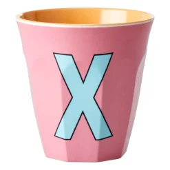 RICE Tazas Infantiles|Tazas De Plástico<Taza melamina mediana letra X 30 cl, Dark powder RosaNaranja