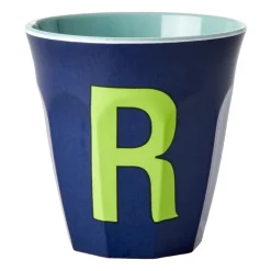 RICE Tazas Infantiles|Tazas De Plástico<Taza melamina mediana letra R 30 cl, Dark blue AzulVerde