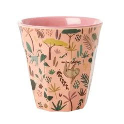 RICE Tazas Infantiles|Tazas De Plástico<Taza melamina mediana, Coral-Jungle animals Rosa