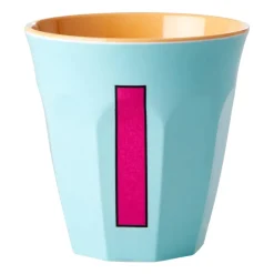 RICE Taza melamina mediana letra I 30 cl, Mint AzulRosa Sale