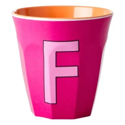 RICE Tazas Infantiles|Tazas De Plástico<Taza melamina mediana letra F 30 cl, Fuchsia RosaNaranja