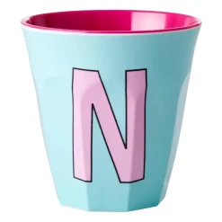 RICE Tazas Infantiles|Tazas De Plástico<Taza melamina mediana letra N 30 cl, Mint RosaAzul