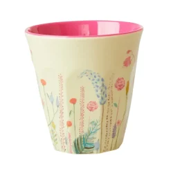 RICE Tazas Infantiles|Tazas De Plástico<Taza melamina mediana, Summer flowers RosaAmarillo