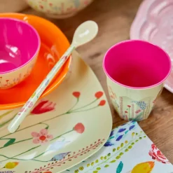 RICE Tazas Infantiles|Tazas De Plástico<Taza melamina mediana, Summer flowers RosaAmarillo