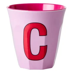 RICE Tazas Infantiles|Tazas De Plástico<Taza melamina mediana letra C 30 cl, Pink RosaRojo