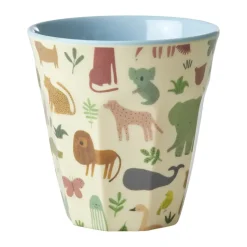 RICE Tazas Infantiles|Tazas De Plástico<Taza melamina mediana, Estampado Jungla Dulce- Suave Azul