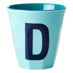 RICE Tazas Infantiles|Tazas De Plástico<Taza melamina mediana letra D 30 cl, Mint Azul