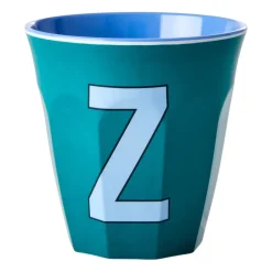 RICE Taza melamina mediana letra Z 30 cl, Green Azul Discount