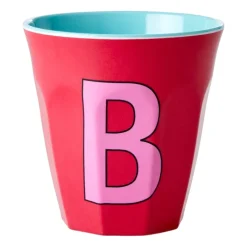 RICE Tazas Infantiles|Tazas De Plástico<Taza melamina mediana letra B 30 cl, Red kiss RosaRojo