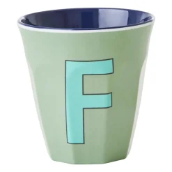 RICE Tazas Infantiles|Tazas De Plástico<Taza melamina mediana letra F 30 cl, Khaki AzulVerde