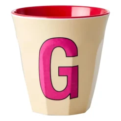 RICE Tazas Infantiles|Tazas De Plástico<Taza melamina mediana letra G 30 cl, Pastel yellow Rosa
