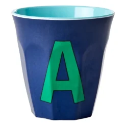 RICE Taza melamina mediana letra A 30 cl, Dark blue AzulVerde Online