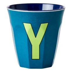 RICE Tazas De Plástico|Tazas Infantiles<Taza melamina mediana letra Y 30 cl, Emerald green AzulVerde