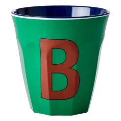 RICE Taza melamina mediana letra B 30 cl, Forest green AzulVerde Sale