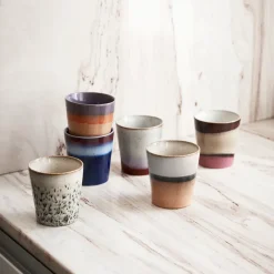 HKliving Taza 70's, Frost RojoBlanco Hot