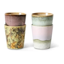 HKliving Tazas De Café<Taza 70's 4-pack, Serendipity Multi