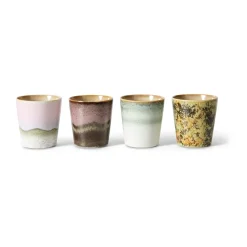 HKliving Tazas De Café<Taza 70's 4-pack, Serendipity Multi