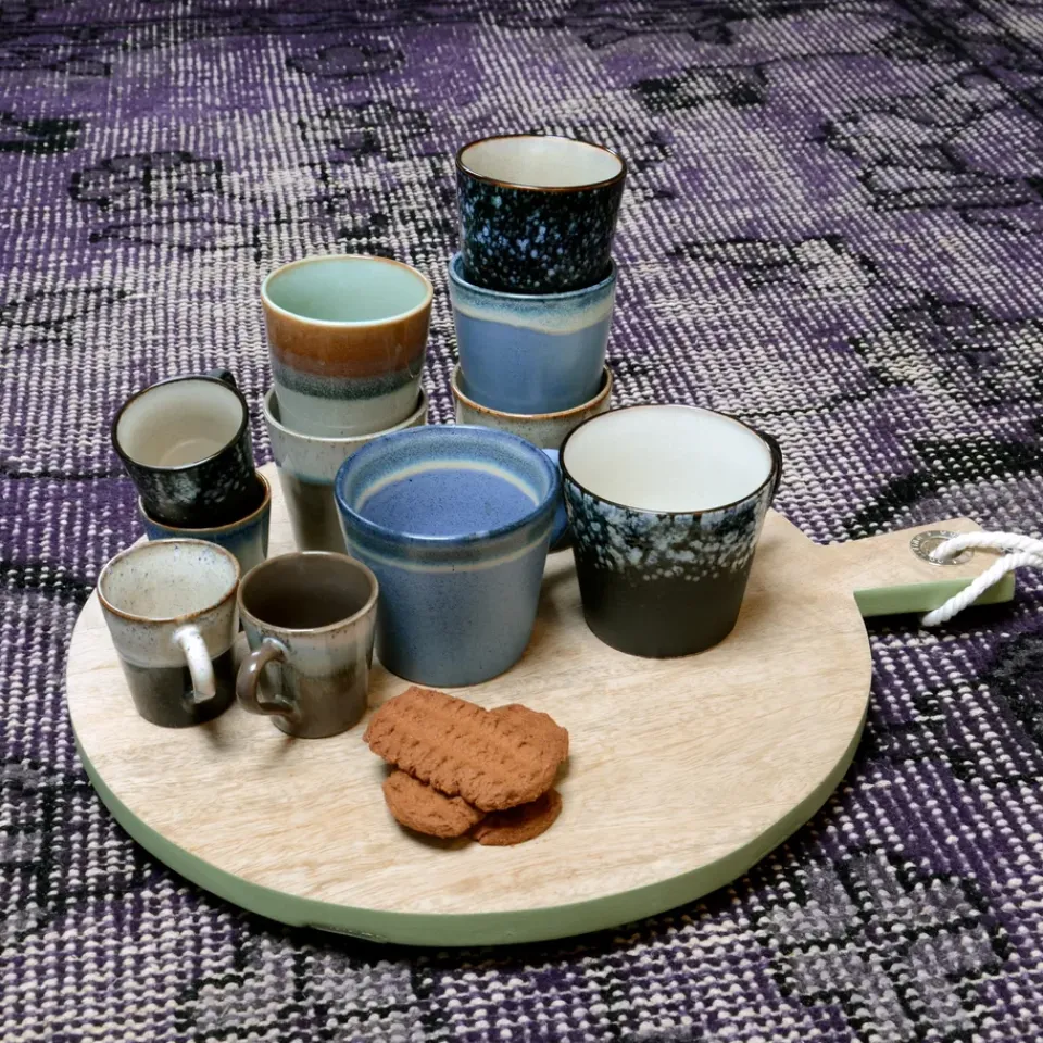 HKliving Tazas De Café<Taza 70's, Rock AzulBlanco