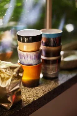 HKliving Tazas De Café<Taza 70's, Yeti PúrpuraBlanco