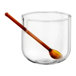 Muurla Tazón para azúcar con cuchara Loop Ø14 cm, -rosa-ámbar Transparente Best