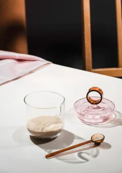 Muurla Tazón para azúcar con cuchara Loop Ø14 cm, -rosa-ámbar Transparente Best