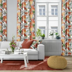 Arvidssons Textil Tela Lyckeby blommar, rojo-naranja NaranjaRojo Discount